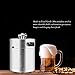 Lamtor 64 Ounce Mini Keg Style Growler Stainless Steel Barrel Holds Beer Double Handles, Silver, 2L