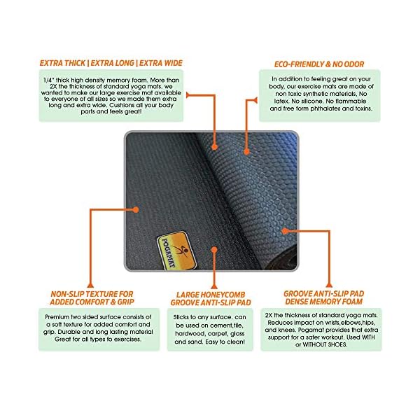 Pogamat Premium Large Exercise Mat 6âx4â â 1/4" Thick Non-Slip Workout Mat for Home Gym, Cardio, Yoga, Equipment â Use with or Without Shoes - Image 8