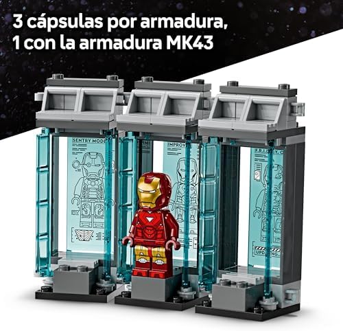 | Laboratório do Marvel Iron Man: Sala de Armaduras, Brinquedo de Construção de Super-Heróis com Figura de Mech Articulada e 5 Minifiguras, Presente dos Vingadores para Rapazes e Raparigas 8+ Anos 76315