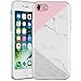 iPhone 7 Case, iPhone 8 Case, Wood Marble Pink Grey White for Women/Girls, LUMARKE Clear Bumper Matte TPU Soft Rubber Silicone Cover Phone Case