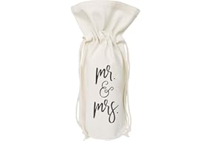The Cotton & Canvas Co. Mr. & Mrs. Wine Bag, Bottle Cover, Bridal Party Gift and Wedding Gift Bag