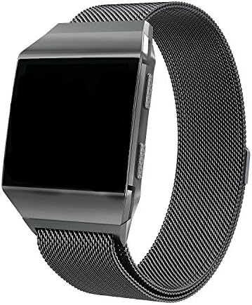 SWAWS Fitbit Ionic Bands, Fully Magnetic Clasp Mesh Loop Milanese Stainless Steel Metal Fitbit Ionic Band Accessories for Fitbit Ionic Watch Women Men, Small (Black, 5.5"-8.5")