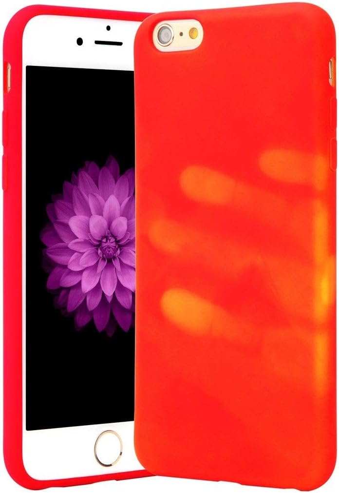 Globus Geschaft Magical Protective Case, Mobile Phone PU Back Cover for iPhone 7/8, Thermal Heat Induction Color Change Case for iPhone 7/8 - Orange red to Yellow