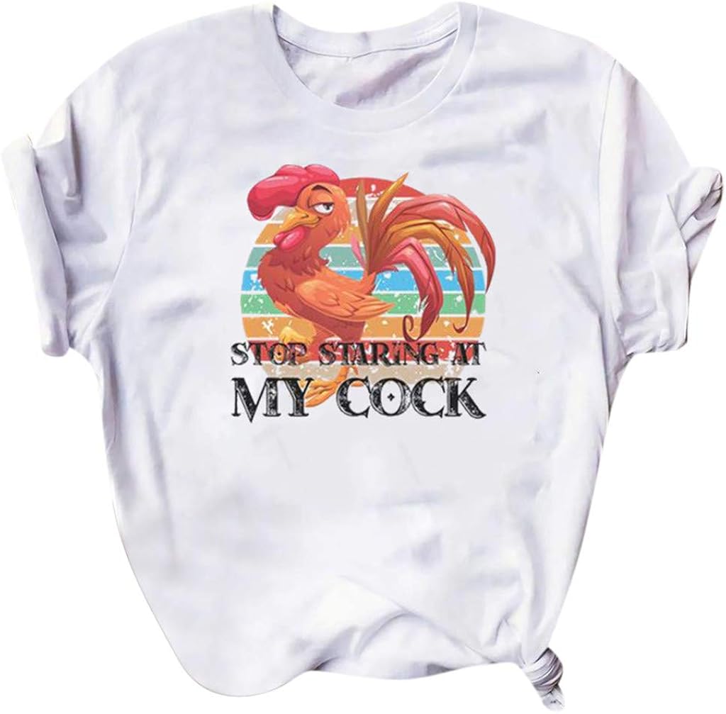 ESKNAS Men's Short Sleeve T-Shirt Summer Casual Letter Animal Print Pullover Top Crew Neck Tees Shirt Blouse