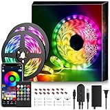 50Ft LED Strip Lights Music Sync Color Changing RGB LED Strip 20-Key Remote, Sensitive Built-in Mic, App Controlled LED Lights Rope Lights, 5050 RGB LED Light Strip(APP+Remote+Mic+3 Button Switch)