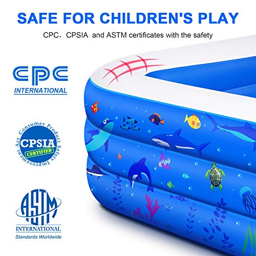 Inflatable Swimming Pool, 118" X 72" X 22" Full-Sized Family Lounge Pool for Kids Adults Baby Children, Thick Wear-Resistant Blow Up Kiddie Pools for Outdoor Garden Backyard Summer Water Party - Image 3