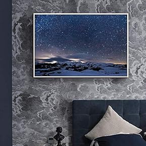 Framed Canvas Wall Art for Living Room, Bedroom Starry Skies on Skyline Canvas Prints for Home Decoration Ready to Hang - 16x24 inches