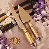 Gold Diamond Heart Shaped Cake Server and Cake Knife Set Party Supplies
