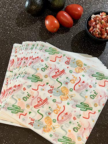Fiesta Style Deli Sheets - 12x12 Deli Paper Sheets 200 ct - Great for Nachos, Tacos, Burritos or any Fun Food. Use these Large Deli Sheets to wrap your Favorite Foods or line Food Baskets. - Thumbnail 3