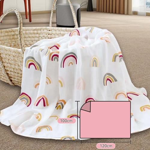 Konicoo Manta Receptora para Niña,4 Pcs Muselinas para Niño Y Niña,120 * 100CM Mantas de Muselina,100% Algodón,Frazadas Protectoras de Temperatura Suave Y Transpirable,Mantas de Lactancia
