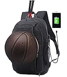 Business Laptop Backpack, Casual Travel Daypack, Sports Backpacks, Computer Shoulder Bag with USB Charging Port, Headphone Jack and Basketball Mesh , Fits UNDER 15.6 inch