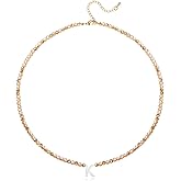 JEMUALE Initial Necklaces for Women Beaded Letter Choker Necklace Trendy 14K Gold Plated Shell Pendant Necklace Simple Jewelry
