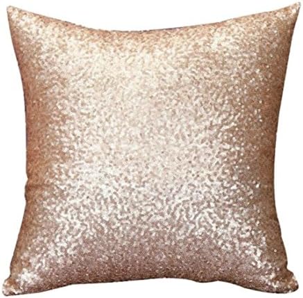 OUBAO Solid Color Glitter Sequins Pillow Case Cafe Home Decor Cushion Covers (Gold)