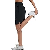 baleaf Women's Bermuda Long Shorts 9" Knee Length Athletic Running Shorts with Zip Pockets Stretch Loose Summer UPF 50+