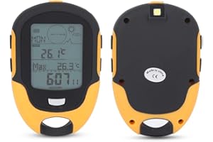 FR500 Outdoor Multifunctional Car Altimeter with Compass, Thermometer, Barometer for Climbing, Hiking, Camping, IPX4 Waterpro