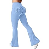YEOREO CoreFlex Flare Leggings with Pockets for Women Scrunch Workout Leggings Butt Lifting Gym Yoga Pants