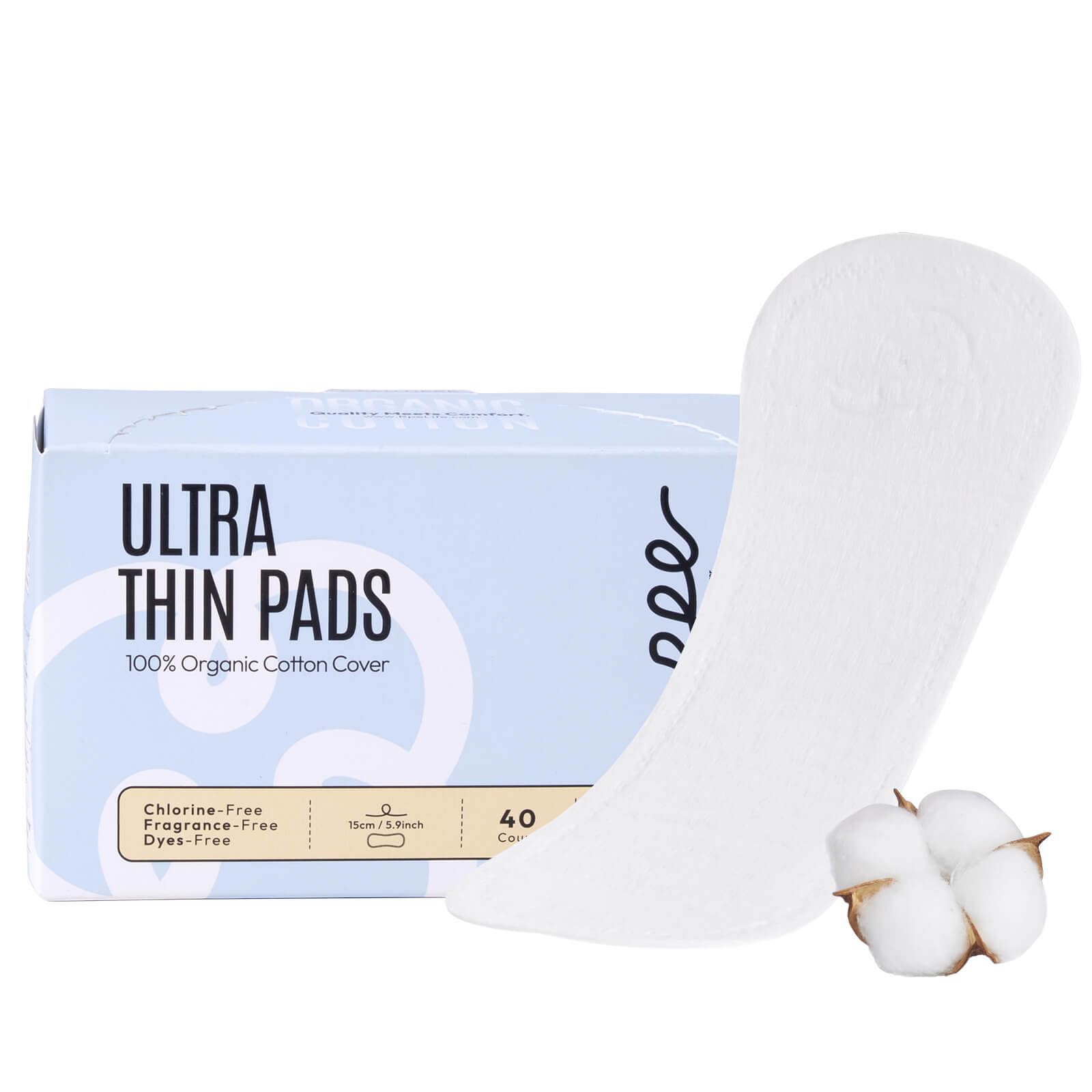 Photo 1 of 100% Organic Panty Liners for Women, Ultra Thin Cotton Cover, Regular Pantiliners, Light Absorbency, Unscented Barely There Pantie Liners, Individually Wrapped (Regular Liner, Size 1, 40ct)