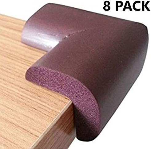 Corner Guards for Child Safety - New High Density Brown Bumper Protectors for Baby Proofing Against Sharp Furniture Edges - Pre-Applied 3M Strong Adhesive (8 Pack)