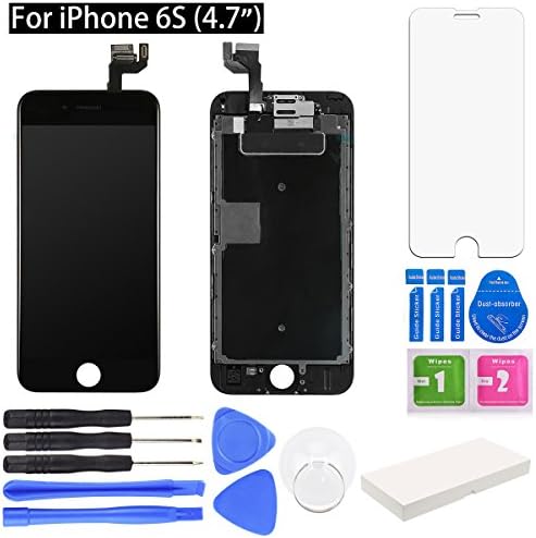For iPhone 6S Screen Replacement. TranSoul Full Display Assembly with LCD Screen, Touch Digitizer, 3D Touch Layer, Front Facing Camera, Earpiece Speaker etc. Repair iPhone 6S Screen (4.7”) (Black)
