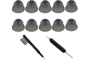 ANICO Smokey Hearing Aid Power Domes Close Domes Ear Tips for Resound Sure Fit Style RIC RITE and Open Fit BTE Hearing Amplifier with Cleaning Tools Brush Cleaner and Carry Case (Smokey, Large)