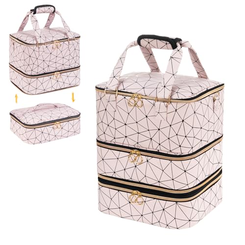 Uross Nail Polish Organizer Bag Holds 84 Bottles Nail Polish & Nail Lamp, Gel Nail Polish Organizers and Storage box for Nail Tech, Nail Kit Supplies