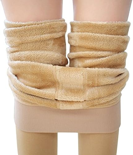 GOLDEN GIRL Women Thick Fur Lined Warm Leggings (FURR09_Beige_Large)