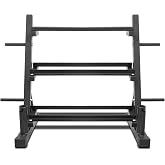 PENSUN 3 Tier Adjustable Dumbbell Rack Weight Storage Stand | 1500 lbs Multi-Purpose Home Gym Organizer with Side Barbell Plate Holder for Dumbbells, Kettlebells &amp; Barbells
