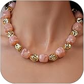 NOVYRA Colorful Chunky Beaded Necklace For Women Adjustable Acrylic Irregular Geometric Square Beaded Necklace Fashion Costume Party Vacation Jewelry