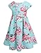 Arshiner Little Girls Round Neck Sleeveless Flower Print Back Zipper Pleated Dress with Belt