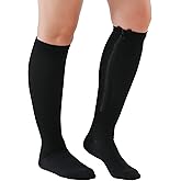 BOCOSO 2 Pairs Medical Zipper Compression Socks 15-20mmHg for Women&Men, Knee High Compression Stockings