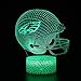 3D Helmet Shape Optical Illusion Night Light 7 Colors Smart Change Light Table Lamp Gifts for Eagles Fans, Men, Women, Kids, Boys, Teens, Christmas and Birthday Gift