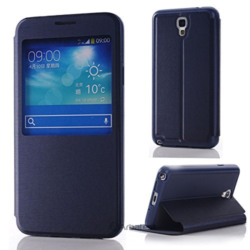 Arbalest Samsung Galaxy Note 3 Neo SM-N7505 5.5 inchNot for Galaxy Note 3 5.7''] Brushed Texture PU Leather Flip Cover Case with Window View [ No S View Function ] - DarkBlue
