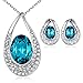 Leafael [Presented by Miss New York Angel's Teardrop Made with Swarovski Crystals Blue Zircon Jewelry Set Earrings Necklace, 18+ 2