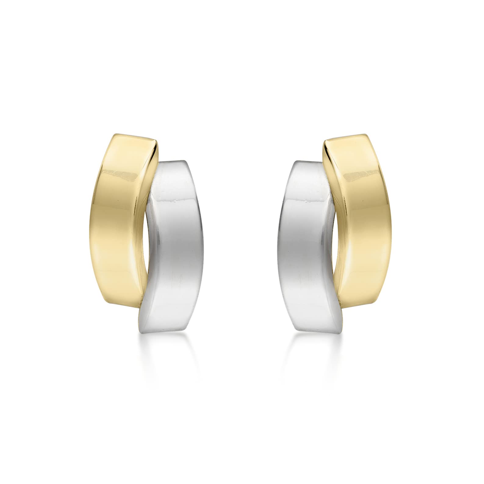 CARISSIMA Women's 9 ct Yellow and White Gold Two Tone Band Earrings