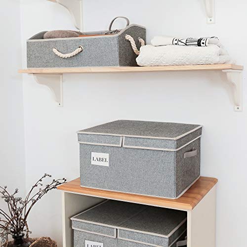 StorageWorks Storage Baskets with Lid and Handles, Decorative Closet