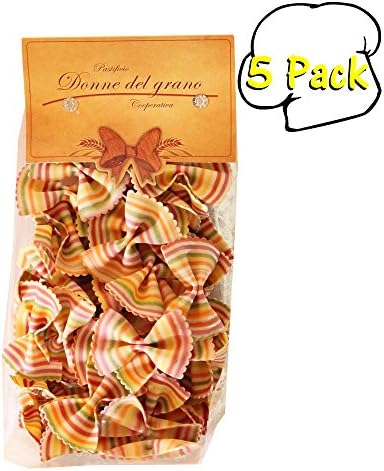 Italian Donne Del Grano Rainbow Bowties (Farfalle Arcobaleno) Natural Colored Pasta, 8.8 Ounces, 5 Per Case
