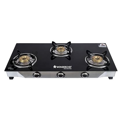Wonderchef Brass 3 Burners Gas Stove, Black (63152454)