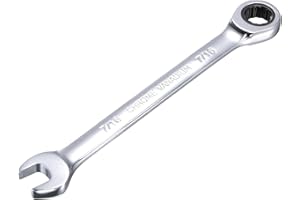 uxcell 7/16 Inch Ratcheting Combination Wrench SAE 72 Teeth 12 Point Ratchet Box Ended Spanner Tools, Cr-V