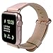 JSGJMY Compatible with Iwatch Band Women Genuine Leather Replacement Strap Compatible with Series 4 3 2 1 Sport Edition(38mm 40mm S/M,Soft Pink+Gold Clasp)
