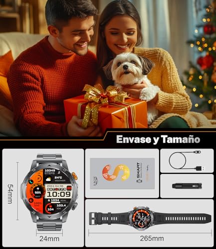 Reloj Inteligente Hombre, 1000mAh, Pantalla 1.75''HD, Smartwatch Diseño Militar, Llamada Bluetooth, 130+Deportivos, IP68 Resistente Agua Smart Watch, Monitoreo Cardíaco Sueño, Android iOS, Negro mate