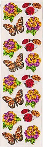 Monarch Butterfly and Flower Glitter Stickers - 2 Sheets