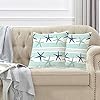BaoNews Coastal Navy Blue Pillow Covers, Coastal Starfish Repeat Pattern Navy Turquoise Square 16 x 16 Inches Decorative…