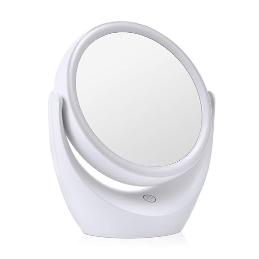 Tememdy LED Lighted Makeup Vanity Mirror Rechargeable, Double Sided