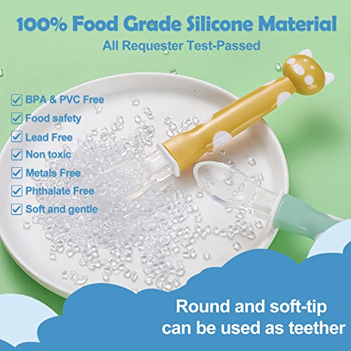 BEST First Stage Baby Infant Spoons, 8Pack,Soft Silicone Baby Spoons Training Spoon Gift Set