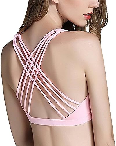 Womens Activewear Workout Light Support Cross Back Wirefree Removable Cups Yoga Sport Bra
