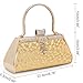 LONGBLE Women Clutch Bag Rhinstone Bowkont and Tassels Decorative Sparkling Vintage Classic Evening Shoulder Bag Girls Ladies Gold Elegant Compact Handbag Purse For Weddings Parties Ceremony (Gold)