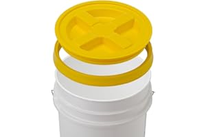 5 Gallon White Bucket & Gamma Seal Lid - Food Grade Plastic Pail & Gamma2 Screw Seal Tight Lid (Yellow) by Gamma Seal