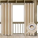 NICETOWN Patio Outdoor Privacy Curtain Pergola Multifunctional Triple Weave Microfiber Grommet Wind Prevention Room Darkening Drape, Insulated Drapery (Cream Beige,Single Panel, 52 Inch by 108 Inch)