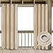 NICETOWN Balcony Privacy Curtains Outdoor - Multifunctional Triple Weave Microfiber Grommet Wind Prevention Room Darkening Drape, Insulated Drapery (Cream Beige, 52 Inch by 108 Inch, Beige)