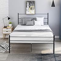 GLCHQ Black Metal Platform Bed Frame with Headboard and Footboard Full Size 10 Legs Mattress Foundation- no Box Spring Needed, for Adults Kids Teens Children